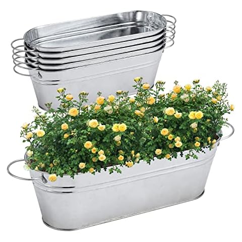BestAlice 5 Pack Galvanized Flower Pots Cover