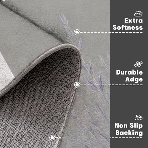 Tapis de fleurs de lavande antidérapant grand format 80x120cm pour sol intérieur - 4