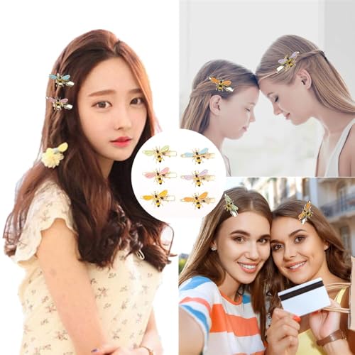Pinzas para cabello metálicas abeja 6 piezas miniatura 6