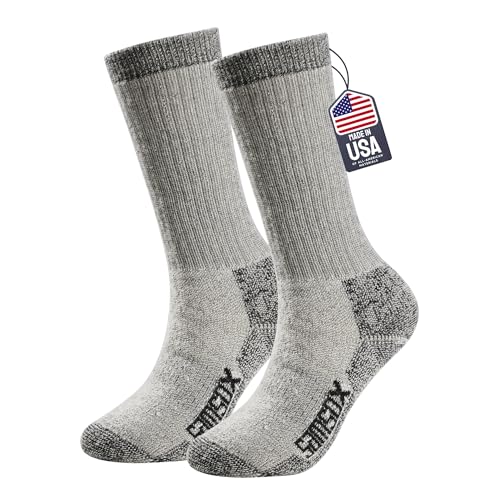 Merino Wool Boot Socks, Made in USA, Heavyweight with Full Cushion, Tactical Socks for Hunting (Bozeman) X-Large Natural
