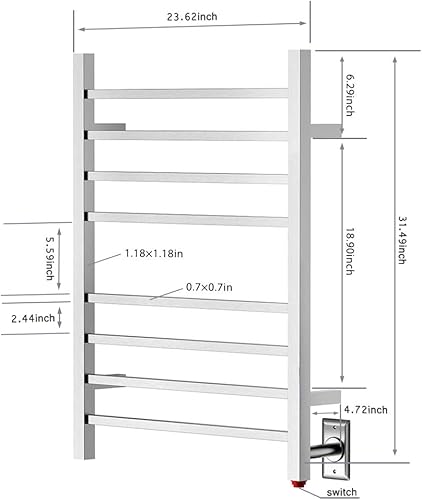 Miniatura 5 de HEATGENE Calentador de toallas, calentador de toallas calentado, calentador de toallas eléctrico montado en la paredenchufable para baño, toalleros