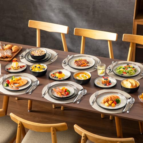 Image of vancasso 18-Piece Grayish Beige Stoneware Plates and Bowls Sets for 6
