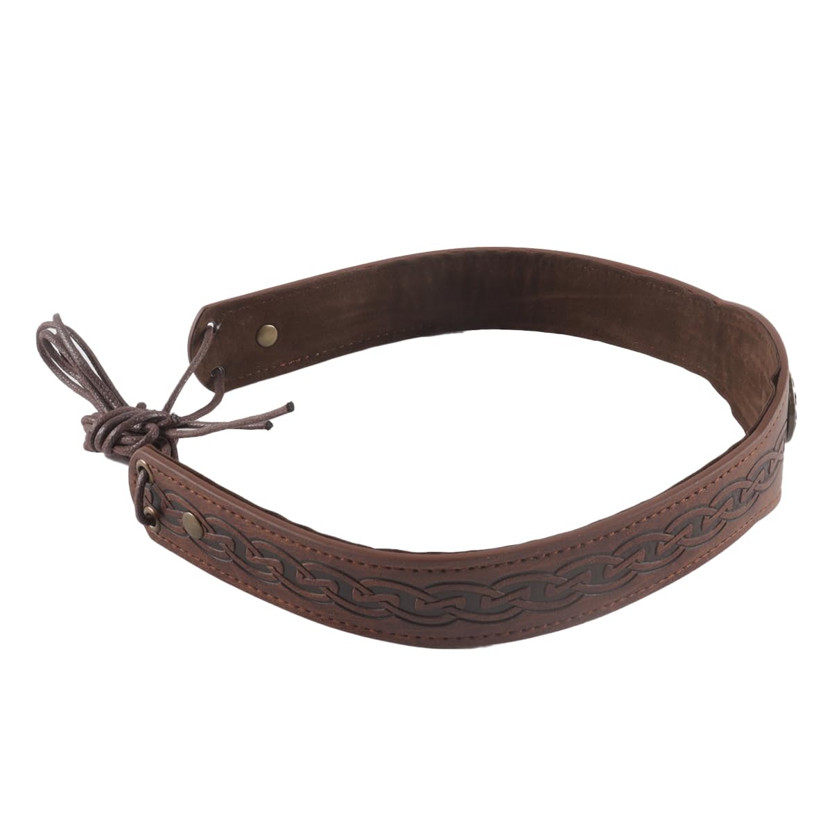 Hoite Medieval Embossed Faux Leather Headpiece Retro Renaissance Adjustable Headband LARP Cosplay Costume Accessory Brown - Image 3