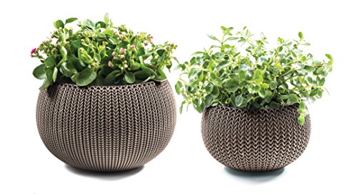 Keter Cozie Planter Set, Medium/Small, Harvest Brown