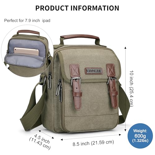 Image of WITZMAN Crossbody Bag for Men Small Canvas Vintage Messenger Bag Man Purse Satchel Shoulder Bags for Work Travel