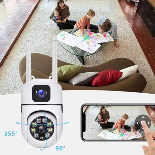 Image of Maizic Smarthome Dual Lens Mini Fox | 5+5MP WiFi CCTV Camera with PTZ & Fixed View | AI Motion Detection, Color Night Vision, 2-Way Audio, 360 Coverage, App Remote Access