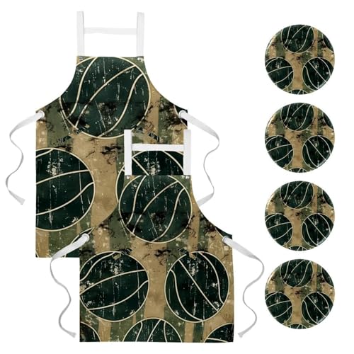 Tablier de cuisine lot de 2 style basketball grunge pour bistrot et service