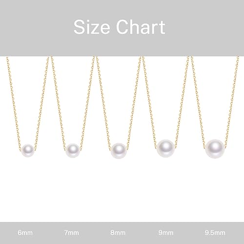 Miniatura 6 de AAAA Single Pearl Necklace Sterling Silver Floating Freshwater Cultured Pearl Pendant Necklace for Women 16 inch,17.5 inch