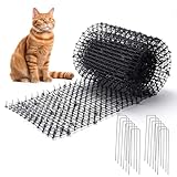 Hmyomina 13FT Scat Mat for Cats with Spikes and 12 Garden Staples - Outdoor/Indoor Pet Deterrent for Plants, Furniture, Car, and Yard