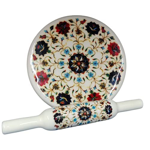 Chakla Belan en marbre blanc et bois émaillé 25,4 cm, une idée cadeau cuisine authentique