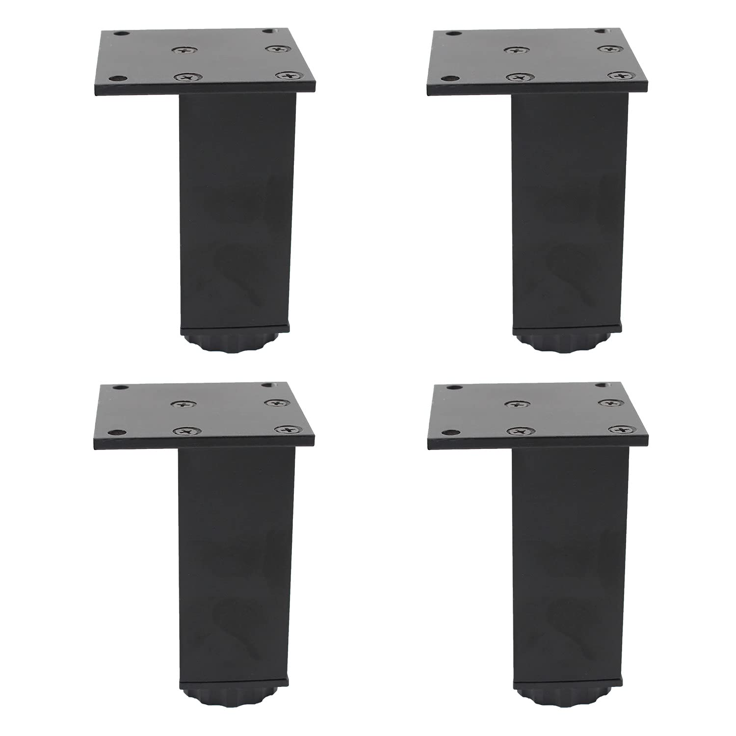 Ulifestar 4 Pack Adjustable Furniture Legs, 100mm/4'' Black Aluminum Alloy Support Feet Heavy Duty Replacement Legs for Sofa Bed Desk TV Cabinet Couch Coffee Table Sideboards Cupboard Dresser