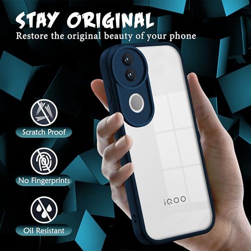 Image of V-TAN Back Cover for IQOO Z10R 5G, Transparent Clear Case Compatible with IQOO Z10R, TPU, Camera Protective, Scratch Resistant Shockproof Mobile Cover with Anti-Slip Grip (Blue)