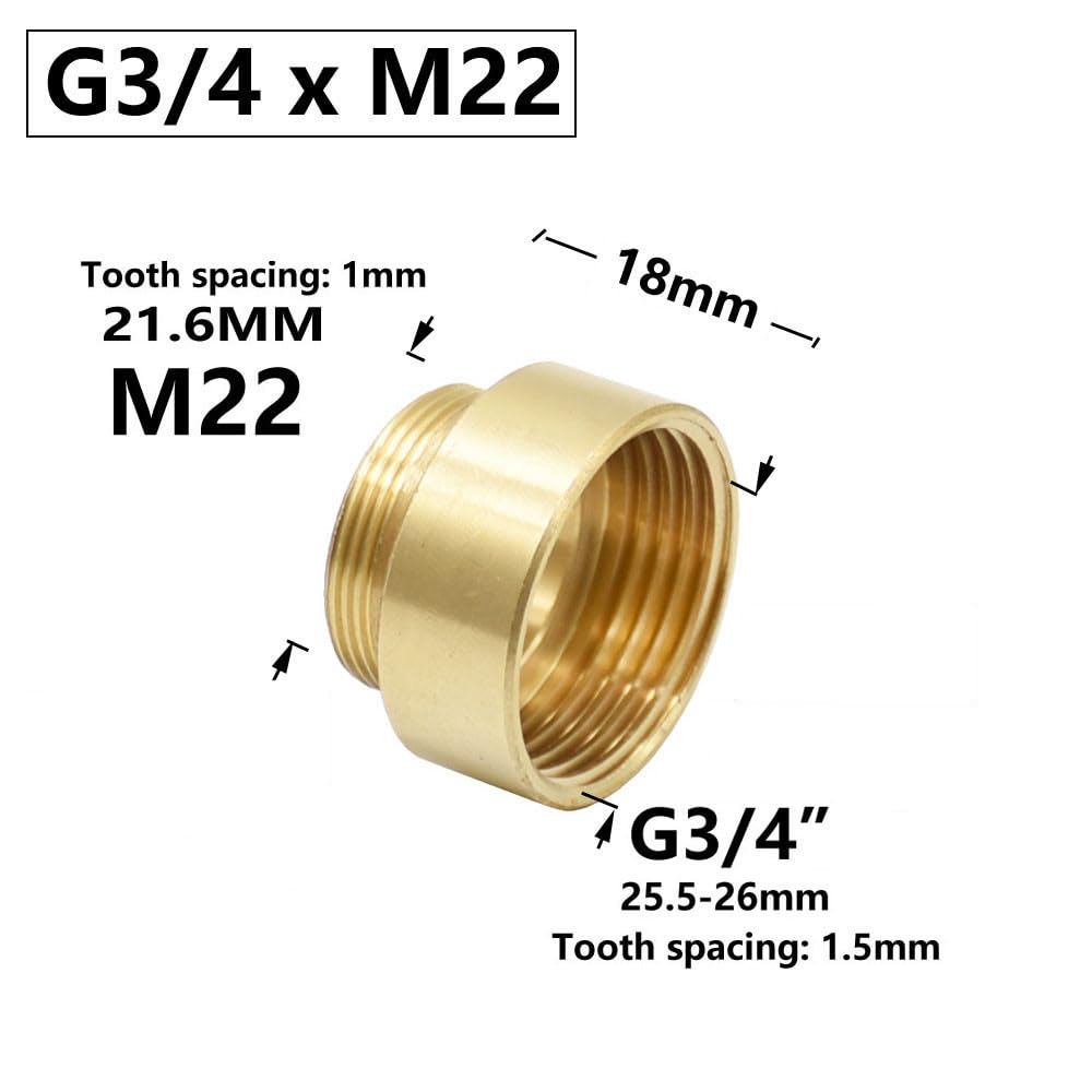 Connettore in ottone da 3/4" a filettatura M22 per rubinetto da giardino e domestico, raccordo di giunzione resistente.