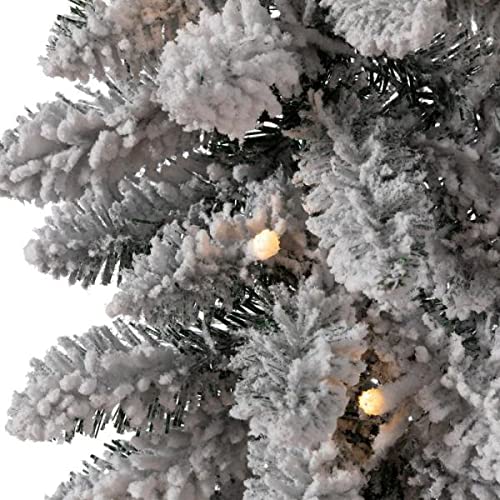 Ghirlanda Natalizia Innevata Con 15 Luci LED - Ø40cm Per Porta - Fiocchi Di Neve E 70 Punte - Decorazione Verde E Bianco - Foto 6
