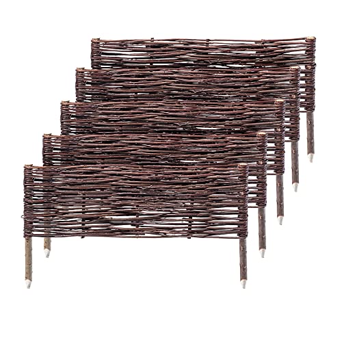 KADAX 5er Set Beetbegrenzung aus Weide 60 x 30 cm Weidengeflecht für Beete, Gartenwege und Rasen, natürliche Abgrenzung für Blumen und Gemüse