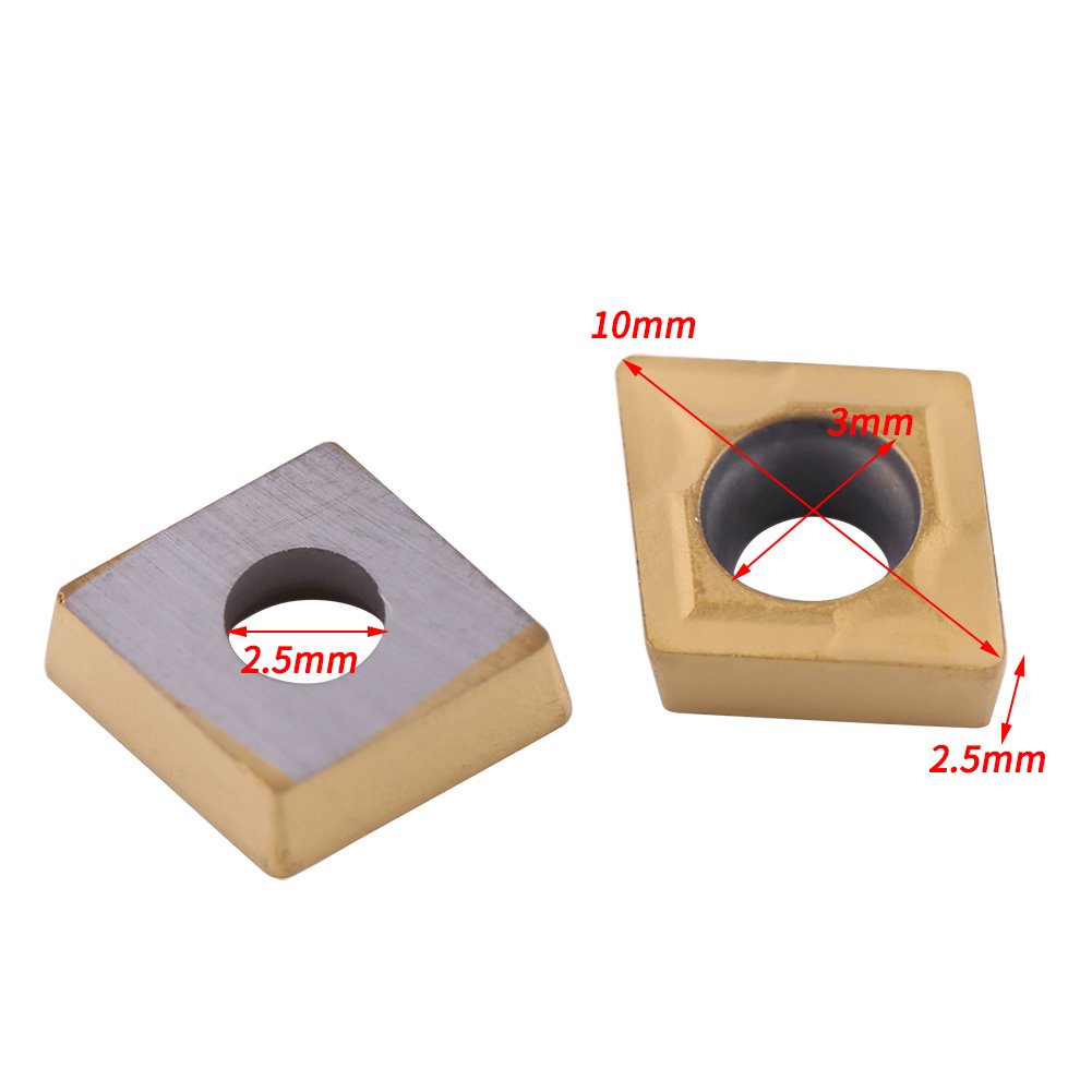 Carbide Tips Inserts,Akozon 10 pcs CNC Carbide Tips Inserts CCMT060204-HM YBC251 Carbide Insert Cutter Cutter Indexable Lathe Milling Inserts Turning Tools with Box