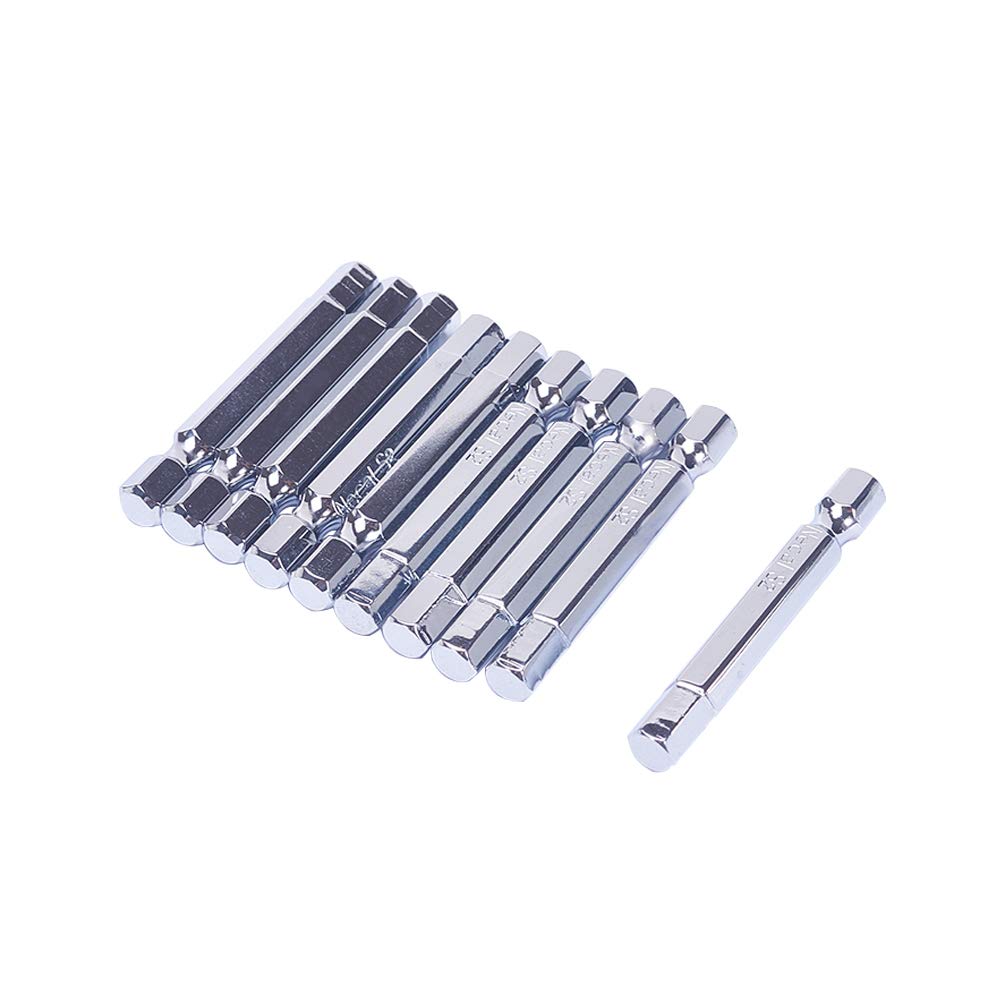 Utoolmart H6 Magnetic Hex Head Screwdriver Bits, 1/4 Inch Hex Shank 50mm Length S2 Power Tools 10pcs