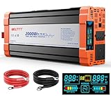 2000W Power Inverter 12V to 240V AC Pure Sine Wave Inverter,Car Inverter DC 12v to AC 240V UK with AC Sockets Dual Car Adapter With LED Display Suitable for Travel, Camping, RV
