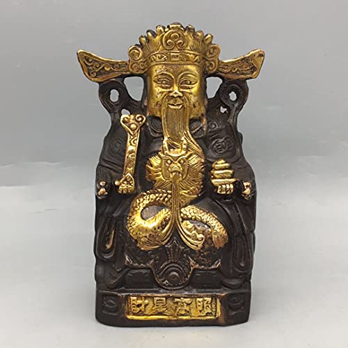 Statue Dieu de la Richesse en vieux cuivre pour décoration de bureau feng shui