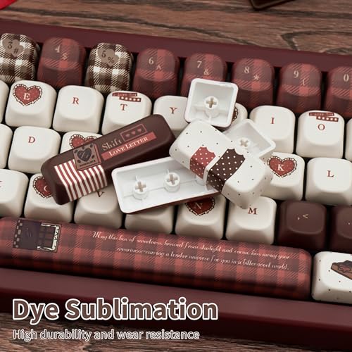 Image of Cute Keycaps Velvet Chocolate Red White PBT MX Switch Key Cap