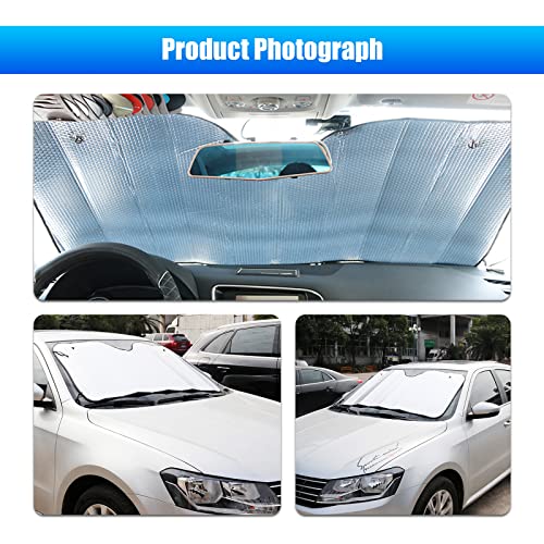 Ajxn Pack-1 Car Windshield Sun Shade, Universal Windshield Sun Shade, 55" X 28" Double Thickening Bubble Sun Visor Protector, Car Windshield Sun Shade Fits For Car Truck Suv (Silver) #TOP4
