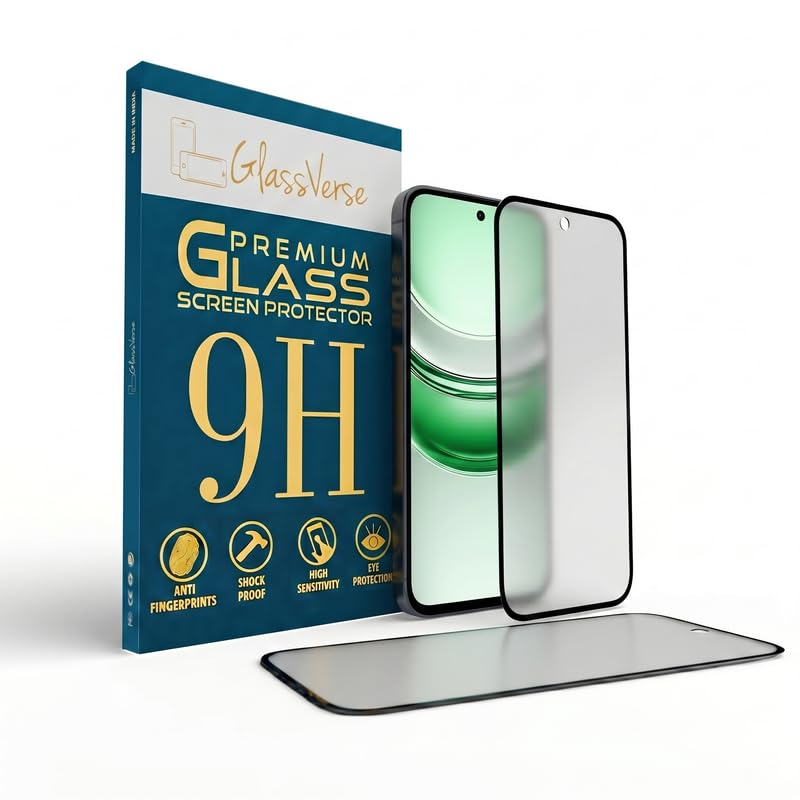 Image of GlassVerse D+ Matte Tempered Glass With 18H Hardness For Realme C75 5G (Pack Of 2) with Free Installation Kit Full screen Coverage - 6.67 inch