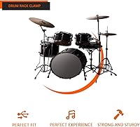 Vista 6 de Abrazadera de estante de tambor de 0.866 in, abrazaderas en T para rack de batería electrónica, kit de soporte de abrazadera de batería electrónica