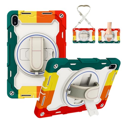 Coque antichoc Huawei MatePad SE 11 2024 robuste rouge vert sangle