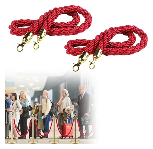 Corde de barrière en velours rouge 2m avec mousqueton doré pour poteau de guidage