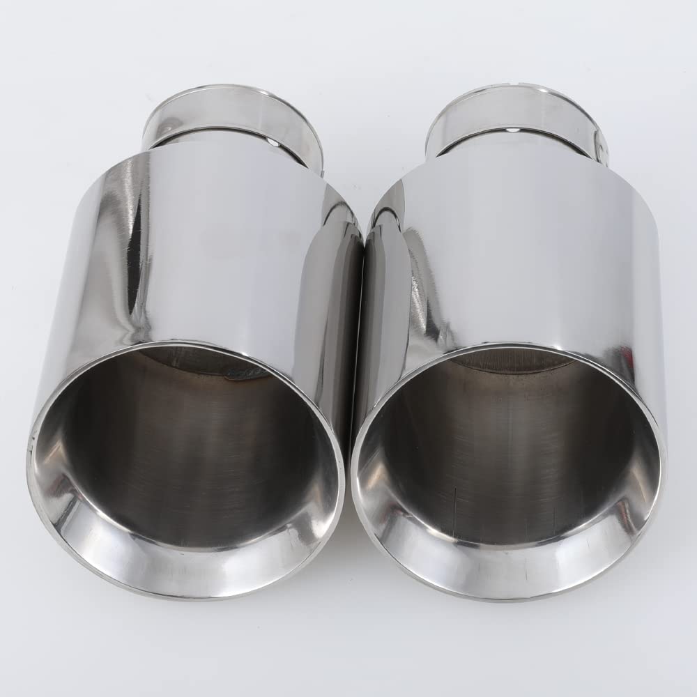 Cola De Escape Coche Silenciador de punta tubo cola Color plateado escape Universal acero inoxidable for coche 1 Uds(IN 70MM OUT 101MM)