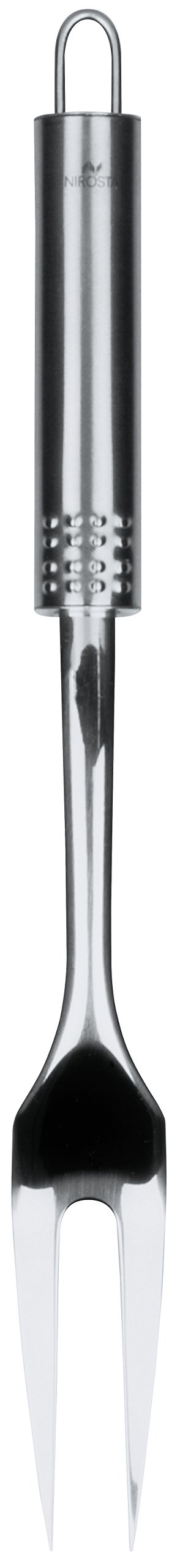 Fackelmann Fleischgabel 32 cm OVALGRIFF, Grillgabel in formschönem Design aus hochwertigem Edelstahl, Tranchiergabel (Farbe: Silber), Menge: 1 Stück