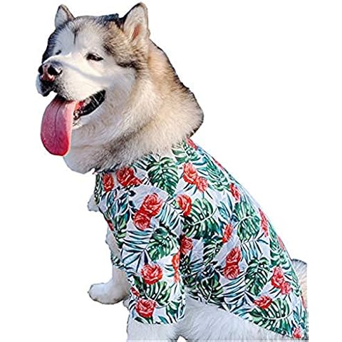 Large Breed Aloha Dog Shirt Dog Hawaiian Flower Pineapple Shirt 3XL-6XL for Large Dog, Alaska, Hatch (6XL, Flower Hawaiian Shirt) Cover