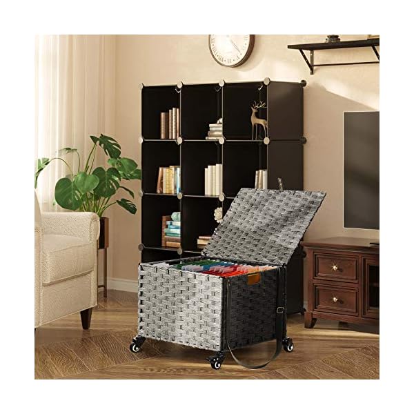 Greenstell File Cabinet with 20 Hanging Filing Folders, Mobile File Cabinet for Home Office, Decorative Organize, Under Desk Rolling Office File Cabinet for Legal Letter Size, Easy to Assemble Grey - Image 8
