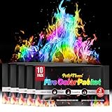 Magic Campfire Fire Color Changing Packets for Fire Pit (10 Pack) Outdoor Fireplaces & Bonfires, Rainbow Colored Flames - Perfect Camping Essential & Accessories - Must Have for Kids & Adults