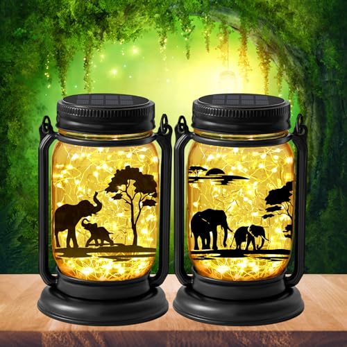 2 Pack Solar Lanterns - Outdoor Hanging Mason Jar Fairy Lights