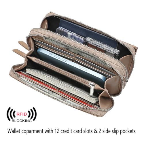 Image of Lanyani RFID Crossbody Wallet Wristlet Purse with Phone Pocket For Women Vegan Leather