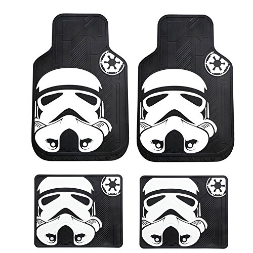 U.A.A. INC. Star Wars Black & White Stormtrooper Car Front and Rear Rubber Floor Mats Set