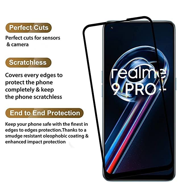 Image of Screen Protector for realme 9 Pro Plus / 9 PRo + 5G (Black) Tempered Glass Edge-to-Edge 6D Screen Guard With Installation Kit