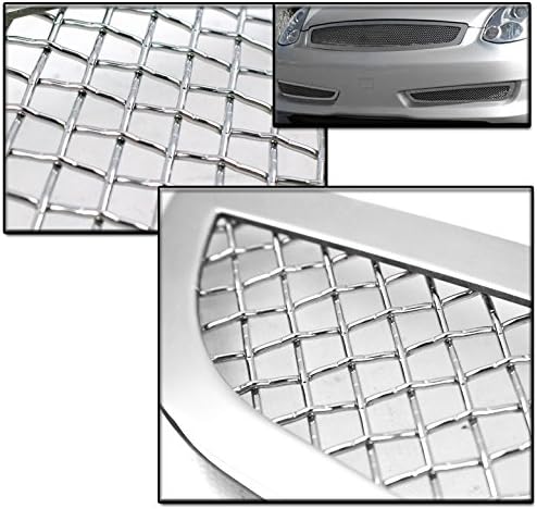 For 2006-2007 G35 2Dr Front Upper + Bumper Stainless Steel Mesh Grille Combo