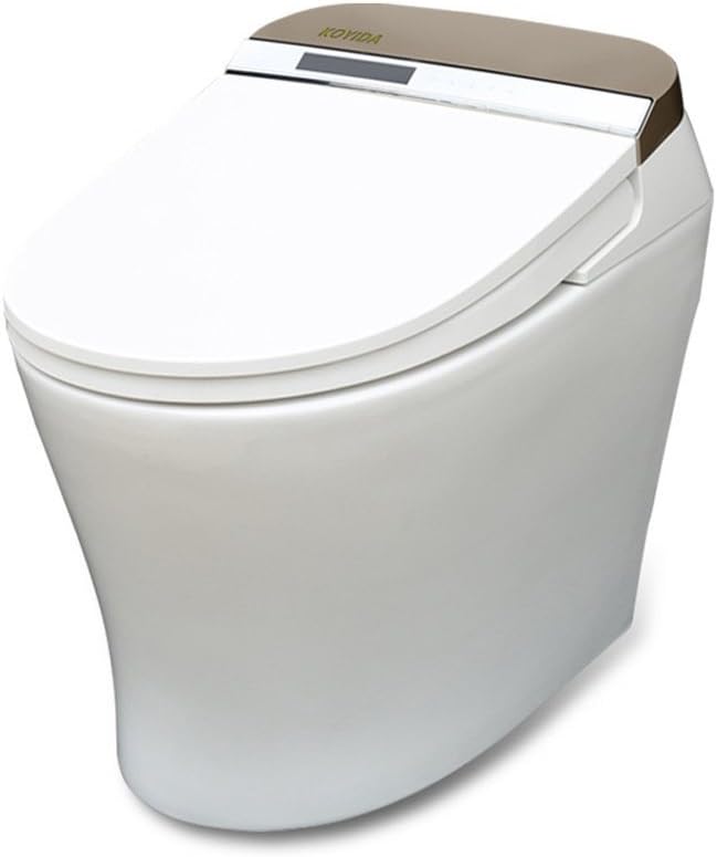 KOYIDA One-Piece Electric Smart Bidet Toilet Seat, P08 Wireless Romote Control with Full Automatic Control System, Led Lights, Heated Seat, LCD Screen, White, Round