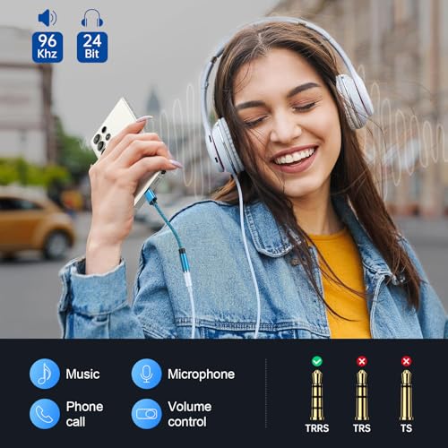 USB C auf 3.5mm Klinke, Typ C auf Kopfhörer Adapter Aux Digital Audio kopfhörer Adapter, Aux auf USB C Kopfhörer Adapter für Samsung Galaxy S26 S25 Ultra S24+ S23 S22 A35 A36 A16 A56, iPhone 17 16 15