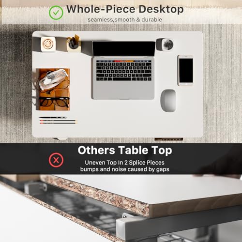 Image of JOY worker Small Electric Standing Desk, 31.5 inch x 20 inch Whole Piece Height Adjustable Desk with Memory Controller, White Sit to Stand Workstation for Home Office