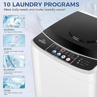 20Lbs Portable Washing Machine Nictemaw Portable Washer, 2.8 Cu.ft Washer and Dryer Combo with Drain Pump, 10 Programs 8 Water Level Compact Laundry Washer for Home, Apartment, RV, Dorms