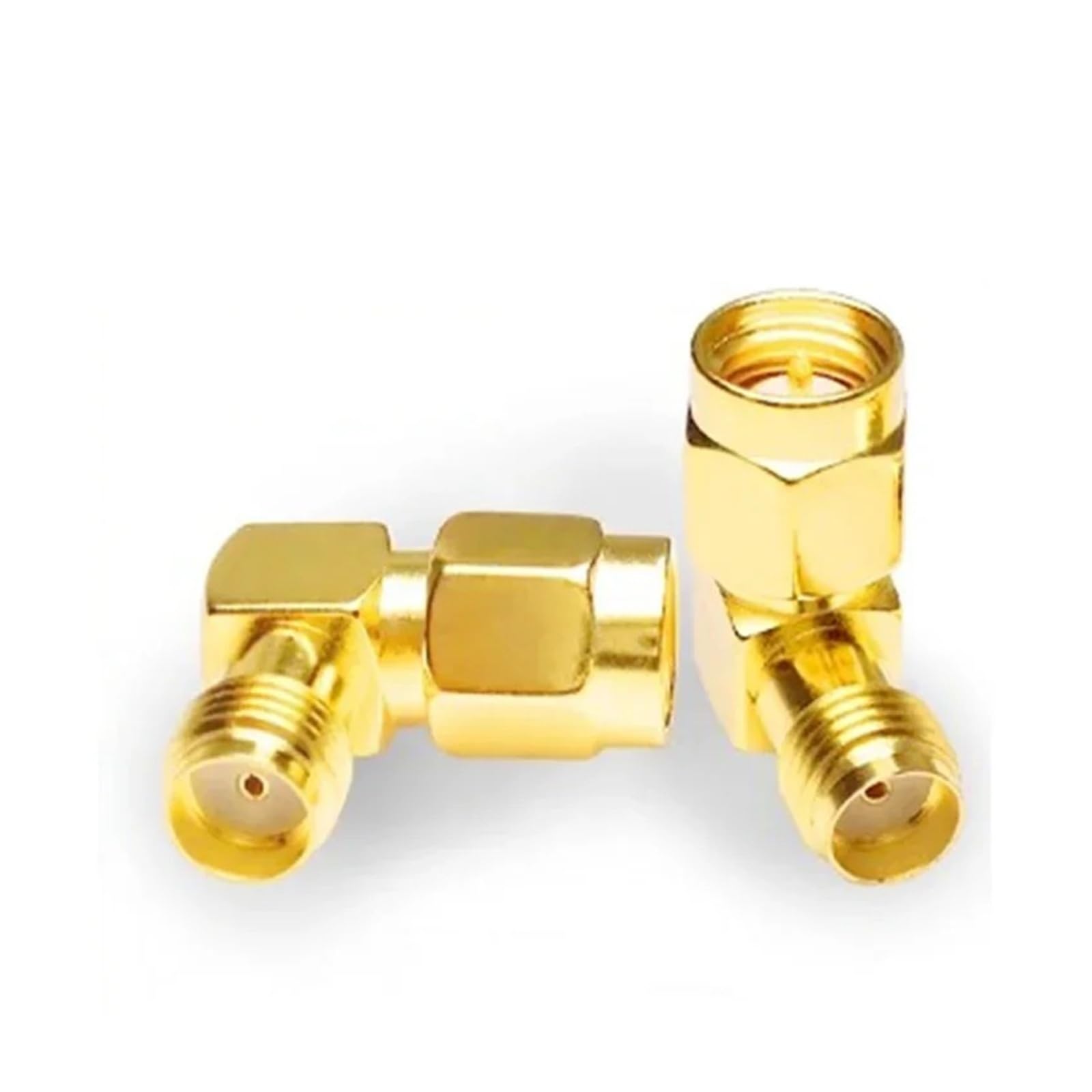 Lot de 5/10 adaptateurs coaxiaux RF SMA mâle vers femelle à angle droit à 90 degrés 50 ohms plaqué or pour extension d'antenne LTE (type 1, 5 pièces)