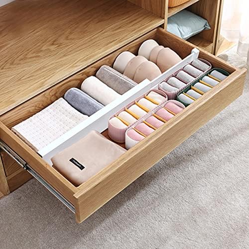 ANTOWIN 8PCS Bamboo Drawer Dividers, Drawer Separators Splitter, 43-56CM Long Adjustable Spring-loaded Organizer for Large Utensil, Clothes, Tools Drawers, 4 Pack Dividers + 4 Pack Baffle (white)