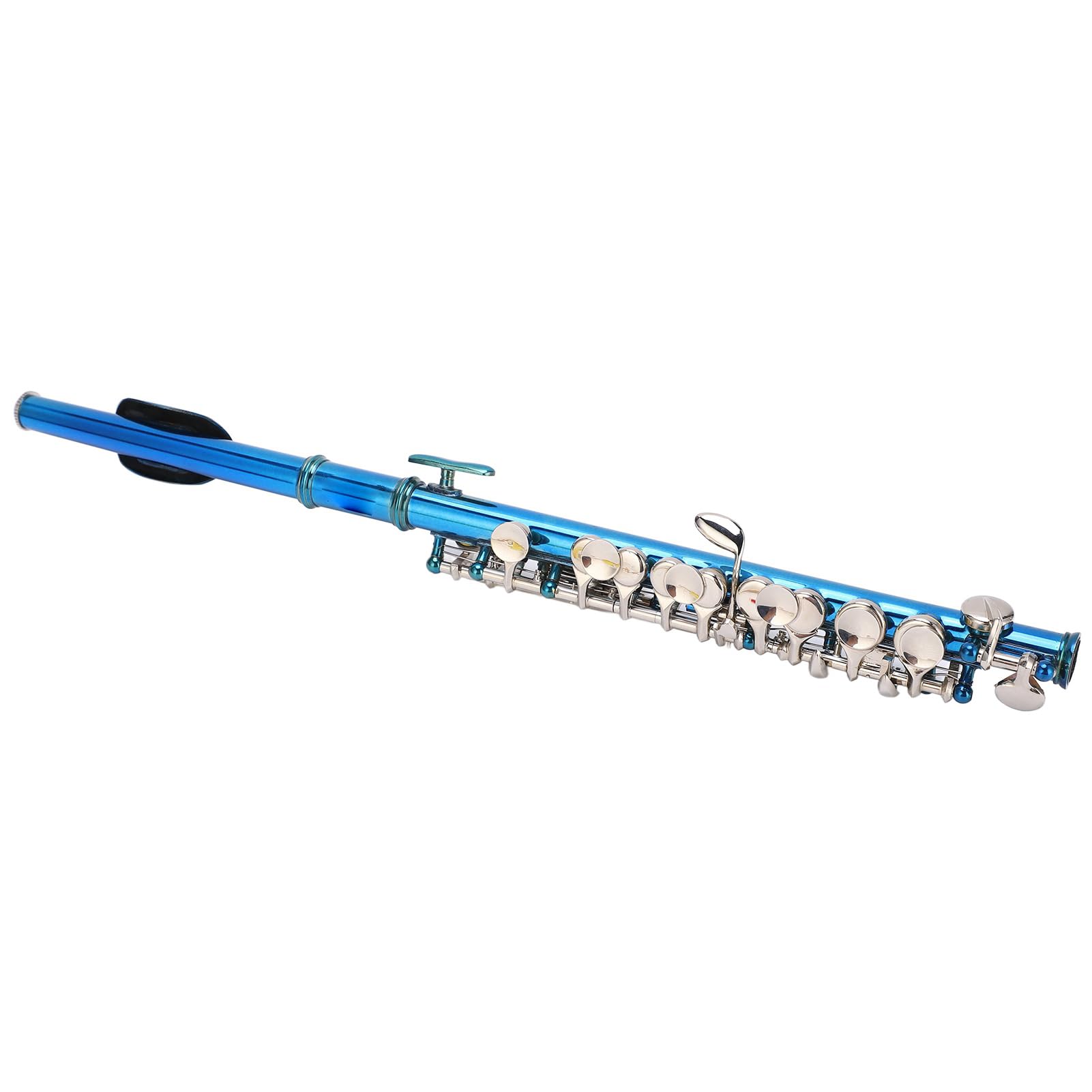 POENVFPO Flauto Piccolo in Cupronichel, 6 Fori con Chiave E, Strumento Musicale Professionale per Principianti Blu con qualità del Suono di Precisione