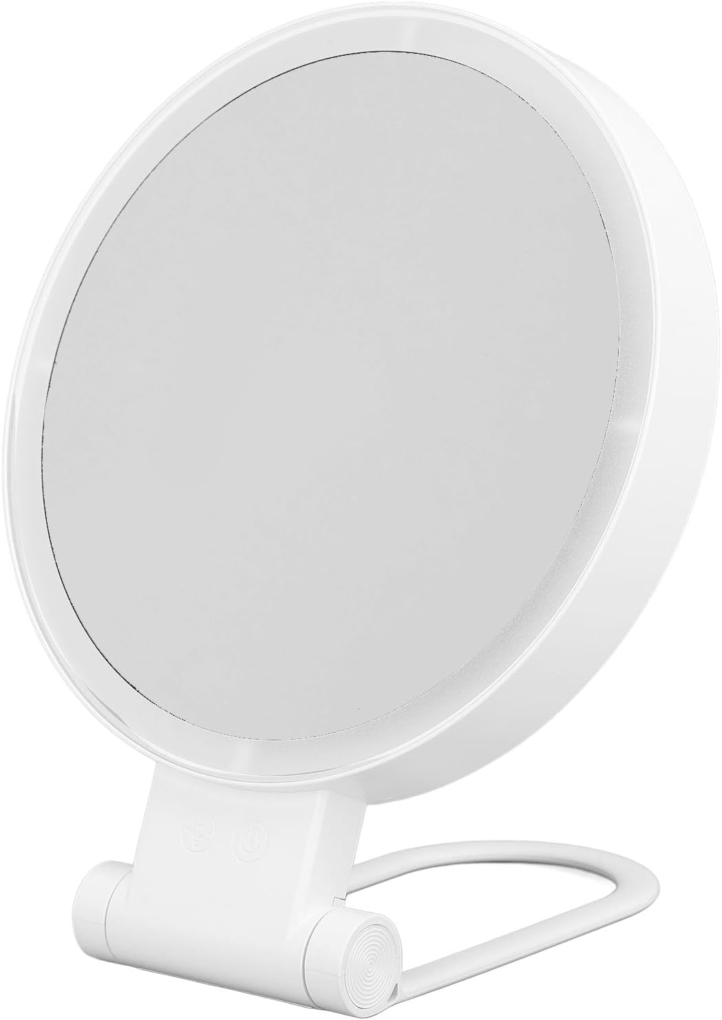 Fockety 5X Magnifying Mirror with Light, 1X Normal Mirror USB Rechargeable LED Makeup Vanity Mirror 3 Light Modes and Folding Handle Adjustable Brightness for Travel, Dorm, Bathroom
