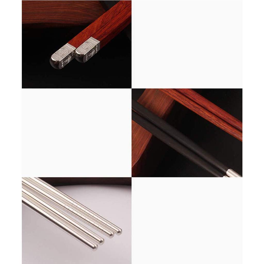 Juego de Regalo de Palillos japoneses de Madera y Plata con Estuche, Reutilizables, de Lujo, de Madera Natural, para Sushi.，A