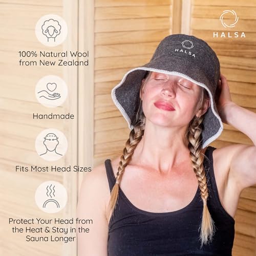 image for Halsa Sauna Hat, Natural Wool Sauna Cap for Men and Women, Eco-Friendl