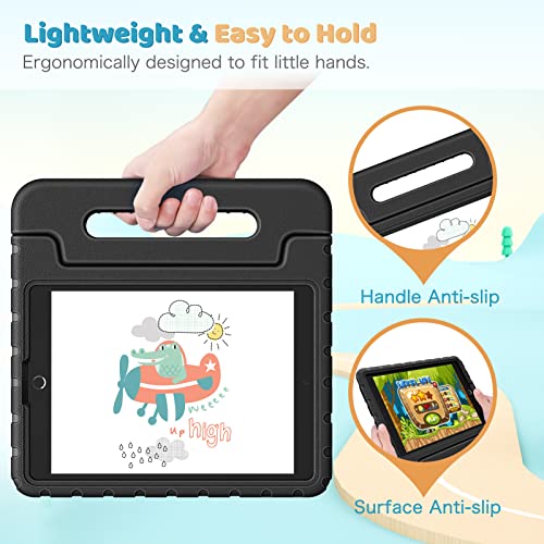 Fintie Kids Case For Ipad 9Th / 8Th / 7Th Generation (10.2 Inch 2021/2020 / 2019 Model)- Shockproof Light Weight Handle Stand Case, Also Fit Ipad Air 3 10.5" 2019 & Ipad Pro 10.5" 2017 (Black) #TOP2
